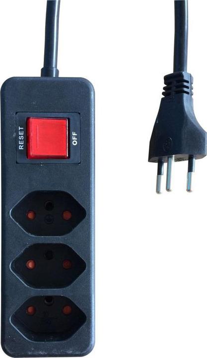 Produktbild Elbro Mehrfachsteckdose mit Schalter ELBROLINE 3×T13 1.5m schwarz (3x, Typ 13, 1.50 m)