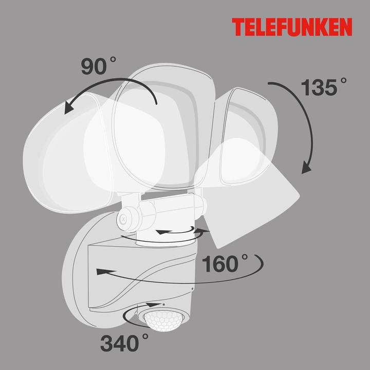 Actual product image Telefunken LED sensor floodlight IP44 2x10W 1000 lm 4000 K neutral white H 160 mm white (1000 lm, IP44)