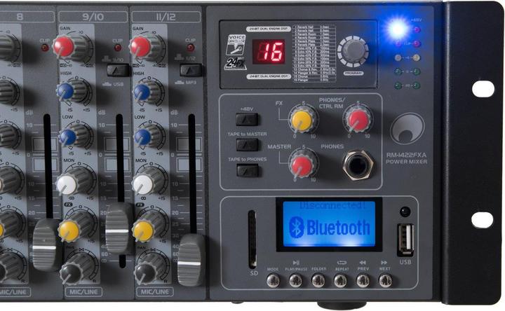 Omnitronic mixer RM 1422FXA USB Rack Mixer
