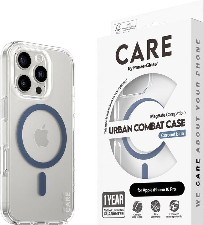 Actual product image PanzerGlass CARE Flagship Case Urban Combat w. Blue MagSafe iPhone '24 6.3" Pro (Apple iPhone 16 Pro)