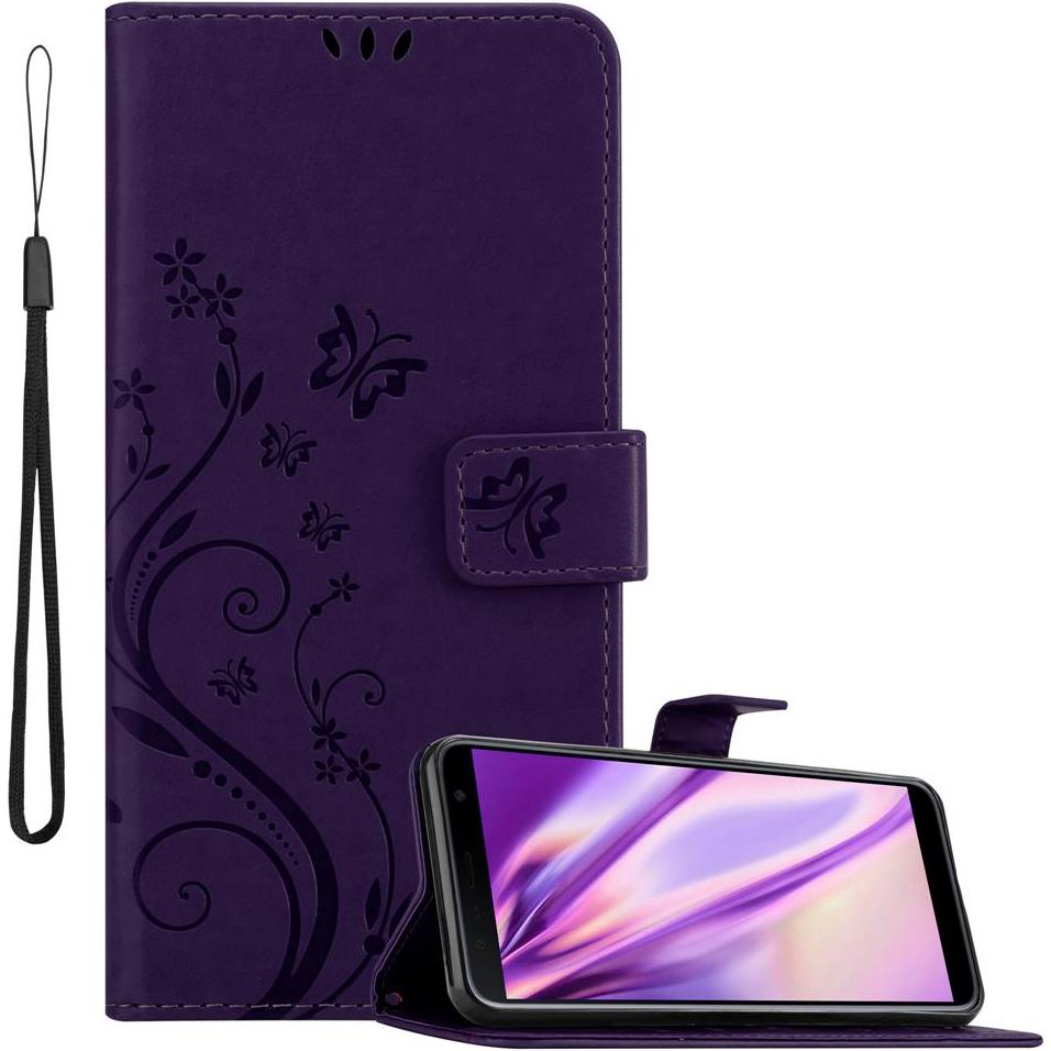 Cadorabo Flower Book Cover (Samsung Galaxy J4+), Smartphone Hülle, Violett