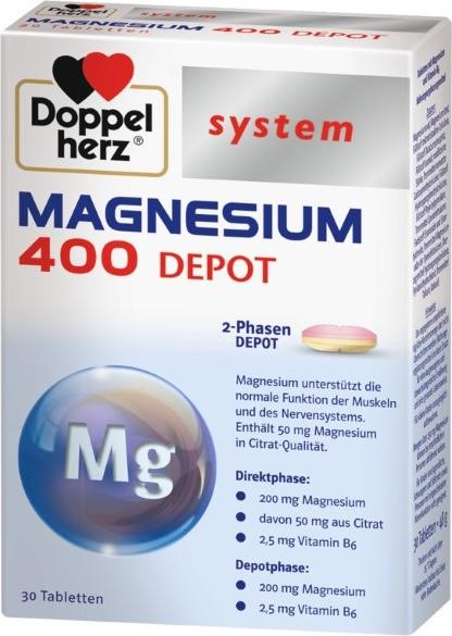 Actual product image Doppelherz system Magnesium 400 Depot Tablets, 30 tablets (30 Piece, Pills)
