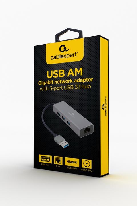 Immagine prodotto Gembird A-AMU3-LAN-01 Adattatore grafico USB (USB-A, 3 Porti)