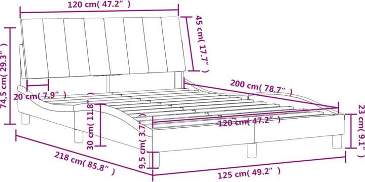 Produktbild vidaXL Bett (120 x 200 cm)