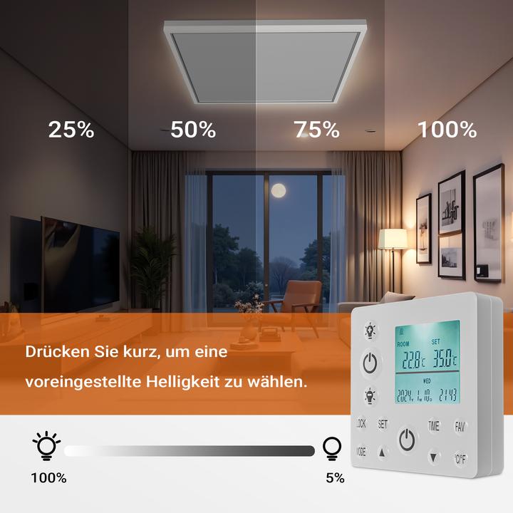 Actual product image Wiltec Infrared ceiling heater 370W 65.5x63x3.5cm Infrared heating LED heater