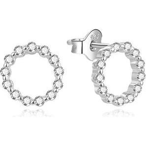 Beneto, Ohrringe, Minimalist silver earrings with zircons AGUP2053 (L)