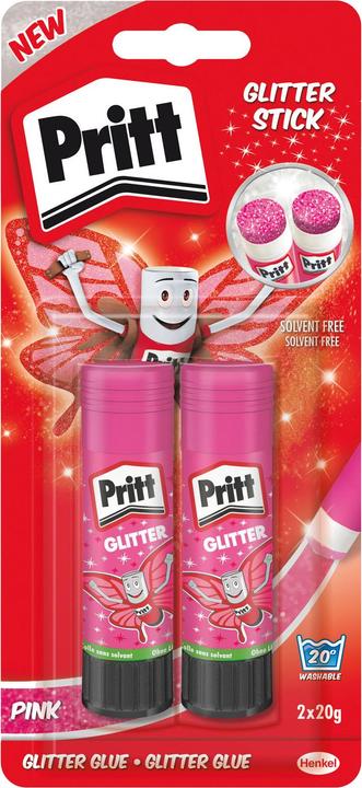 Pritt Glue stick set Glitter 20 g, 2 pieces, Pink