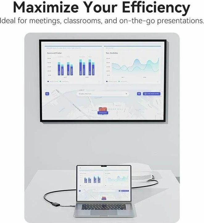 Produktbild Vention USB-C + USB-A to HDMI Adapter 0.15M Gray Aluminium Alloy Type (HDMI, USB Typ-C, USB-A, 15 cm)