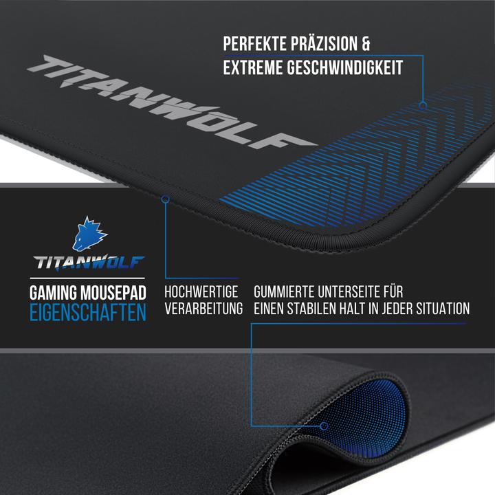 Produktbild Titanwolf Gaming Mauspad, 350 x 250mm Speed Mausmatte, 3mm Höhe, rutschfest, strapazierfähig (L)
