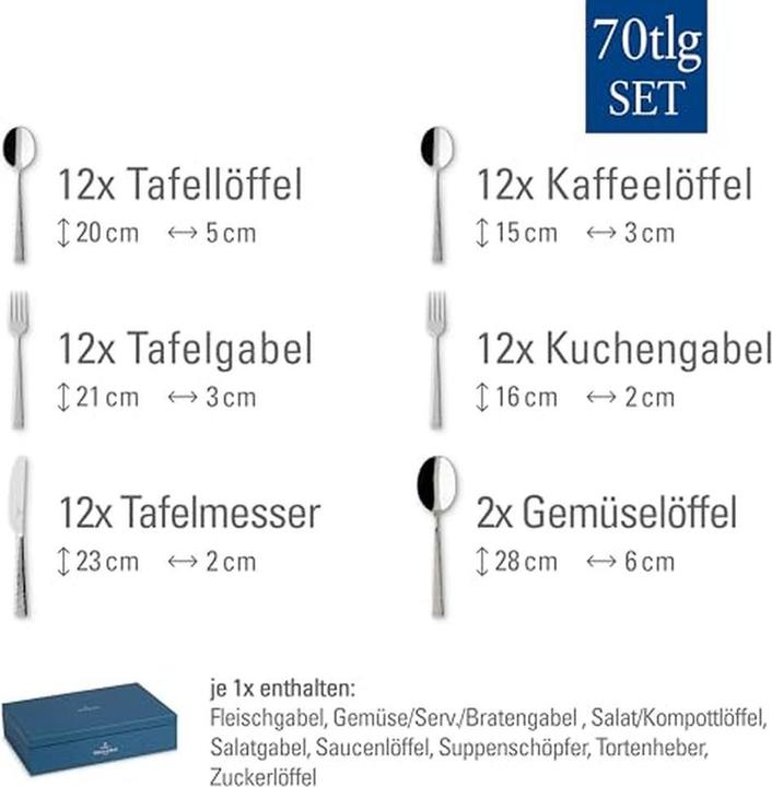 Produktbild Villeroy & Boch Tafelbesteck 70tlg. Blacksmith (70 Stk., Besteck Set)