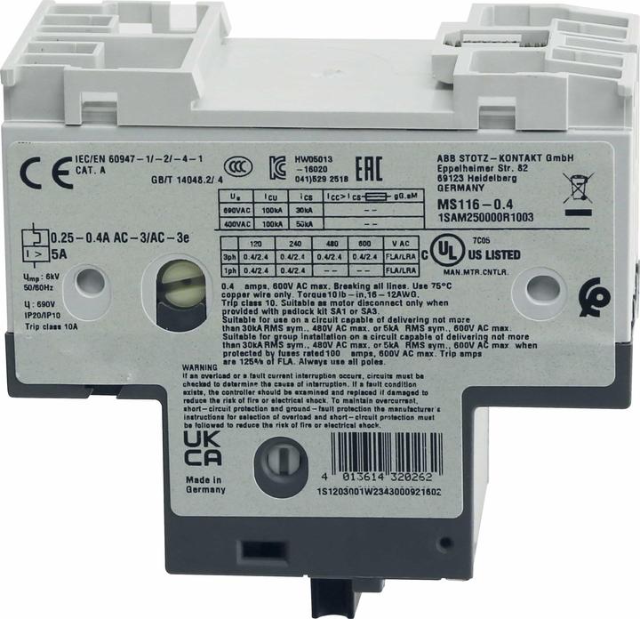 Actual product image ABB Motor protection switch MS116 - 0.4