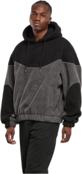 Image du produit Urban Classics Weavy Colorblock Teddy Hoodie magnet/black M (M)