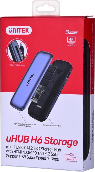 Immagine prodotto Unitek HUB di archiviazione USB-C DISC M.2 HDMI 2.0 PD 100W D1046A (USB-C, 6 porte)