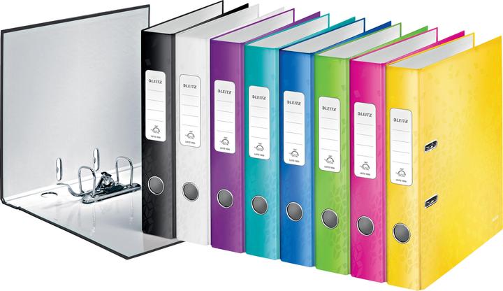 Actual product image Leitz Folder WOW, 180 degrees, DIN A4, 50 mm, assorted colours Grey cardboard cover, inside and outside (A4, 50 mm, 1 Piece)