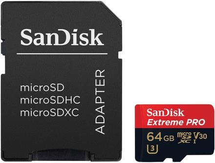 Produktbild SanDisk Extreme Pro microSDXC U3 (64 GB, microSDXC, U3, UHS-I)