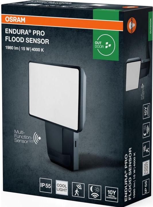 Image du produit Osram ENDURA® PRO FLOOD SENSOR 15W 4000K IP55 Gris foncé (1500 lm, IP55)