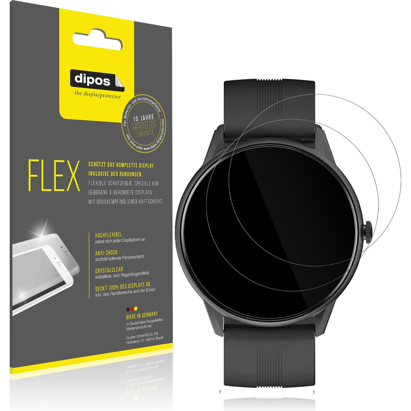 Dipos Displayschutzfolie Full-Cover 3D, Smartwatch Schutzfolie, Transparent
