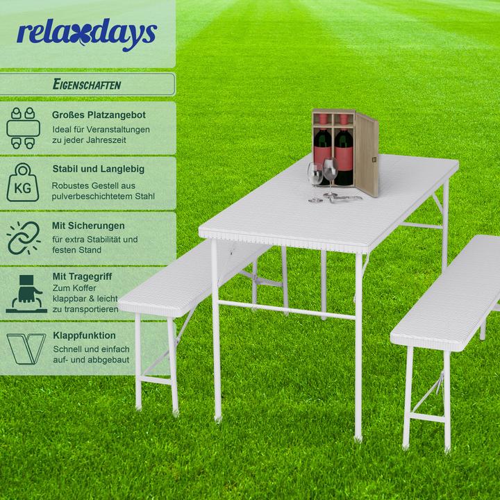 Produktbild Relaxdays 3-tlg. Bierzeltgarnitur (120 x 61 x 73 cm)