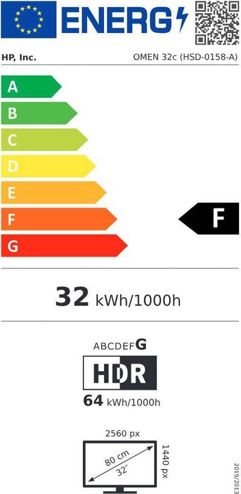 Energie-Label HP Omen 32c (2560 x 1440 Pixel, 32")