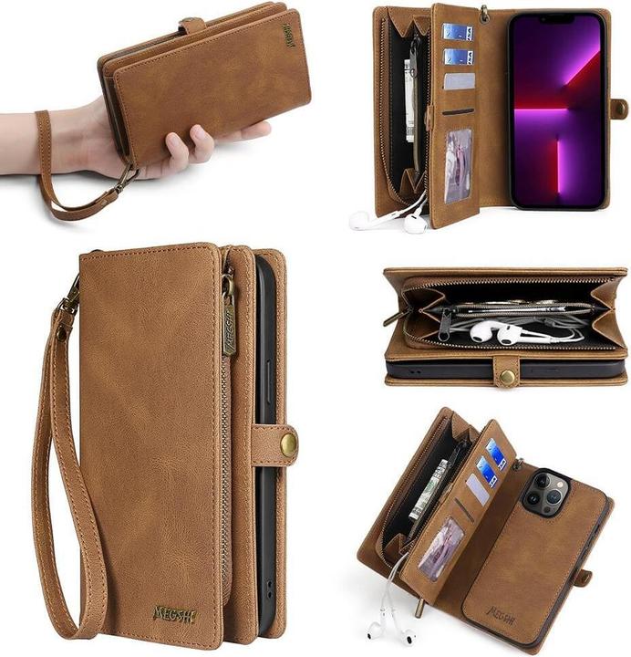 Produktbild Megshi iPhone 15 Pro Max - 2-1 Brieftaschen Hülle braun (Apple iPhone 15 Pro Max)
