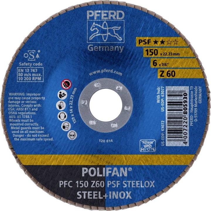 Actual product image Pferd 67766150 PFC 150 Z 60 PSF STEELOX flap disc diameter 150 mm (60)