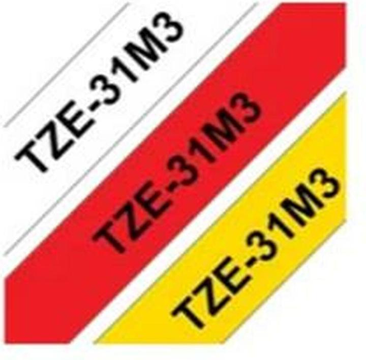Produktbild Brother Multipack TZe-31M3 (1.20 cm, Gelb, Rot, Weiss)