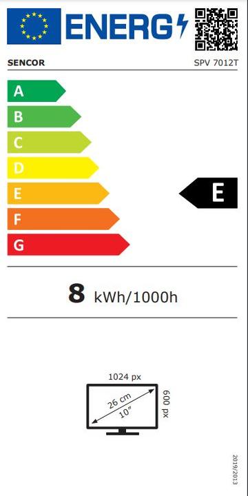 Label énergétique Sencor SPV 7012T LCD 10 pouces TV (10", LCD, WSVGA)