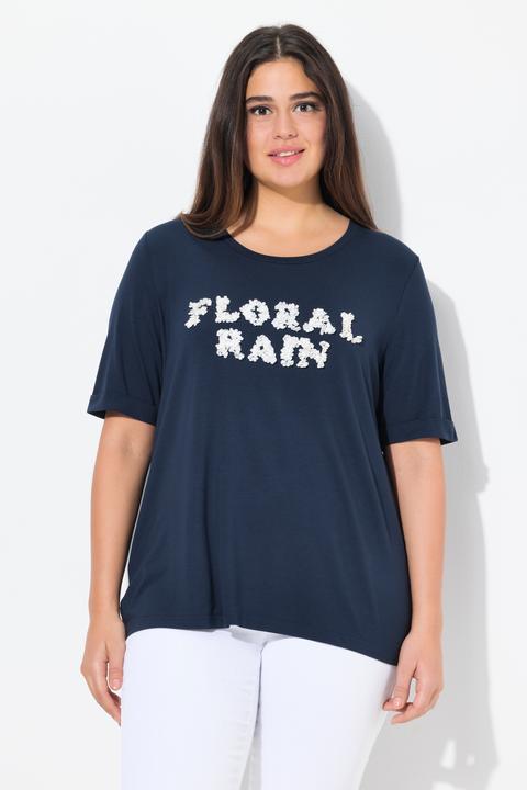 Immagine prodotto Ulla Popken T-shirt classica con FLORAL RAIN 3D, scollo a girocollo e mezze maniche (46, 48)