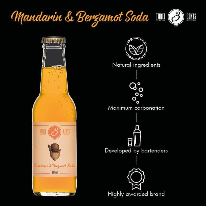 Actual product image Three Cents Mandarin & Bergamot Soda (6 x 20 cl)