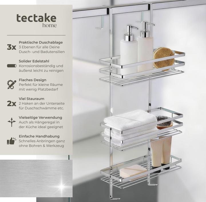 Image du produit tectake Étagère de douche à suspendre (30 x 21 x 80 cm)