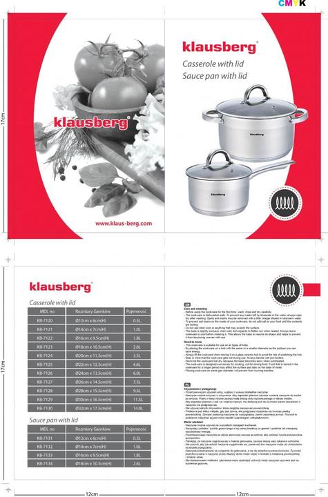 Image du produit Klausberg POT 24cm KB-7126 6L (Casserole, Acier inoxydable, 24 x 13.50 cm)