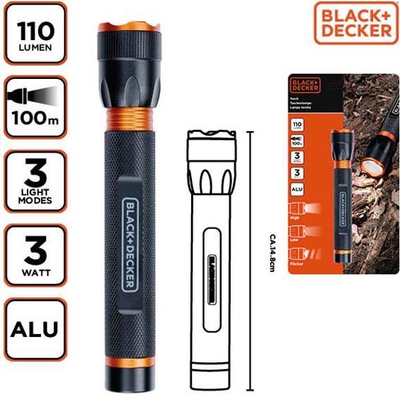 Actual product image Black & Decker Torch LED 3W 110Lm 100m beam (14.80 cm, 110 lm)