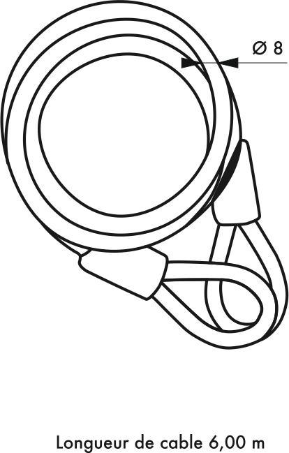 Image du produit Thirard Câble antivol twisty, vélo, abris de jardin, ø 8, 6.00m, acier gaine pvc -