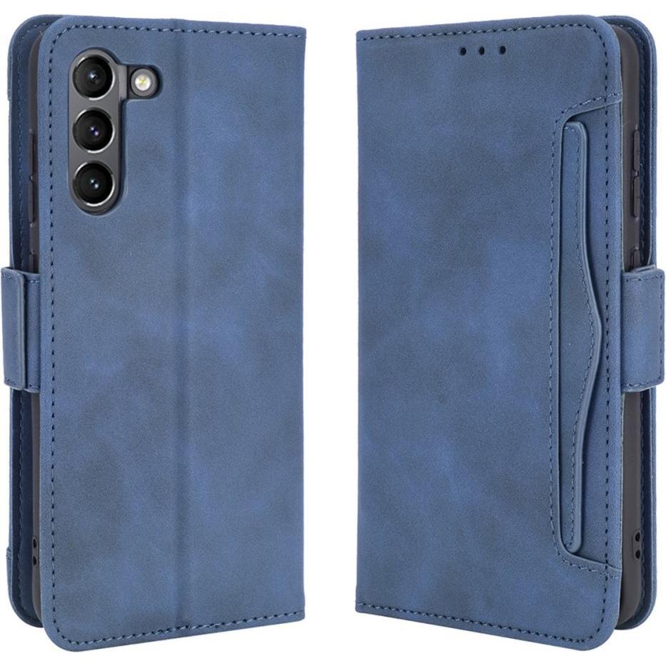 Cover-Discount Galaxy S21 FE - Etui mit vielen Kartenfächer blau (Samsung Galaxy S21 FE), Smartphone Hülle, Blau