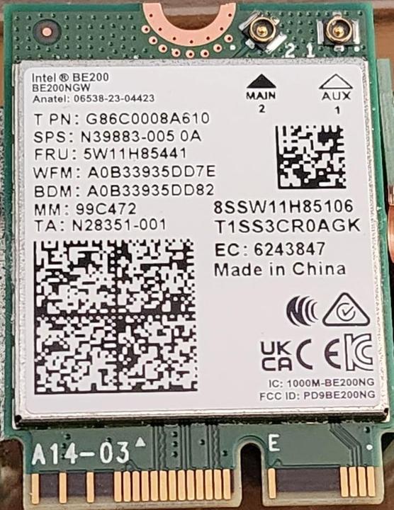 Actual product image Intel BE200 (M.2 E Key)
