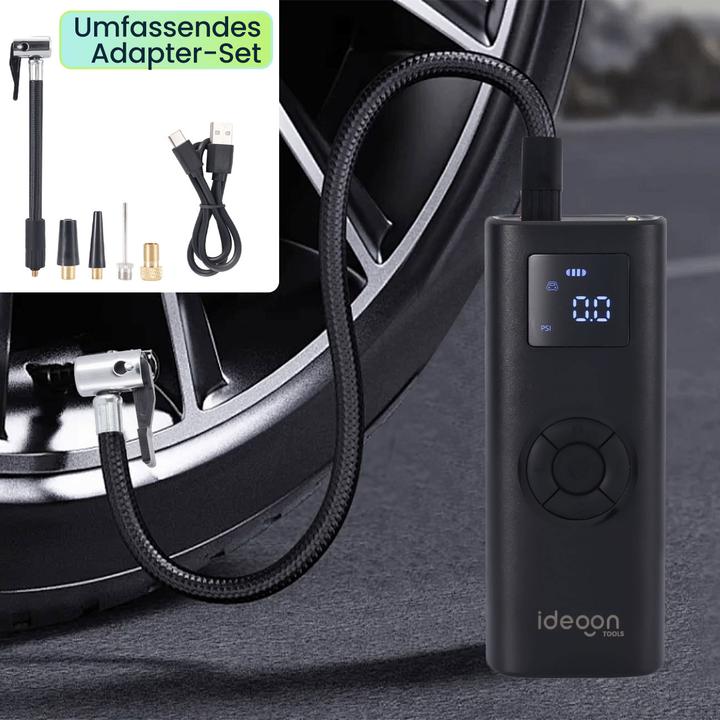 Actual product image Ideoon Ultrakompakte Akku-Kompressor-Luftpumpe, 150 psi, LCD-Display, 4.000 mAh, 35 Watt
