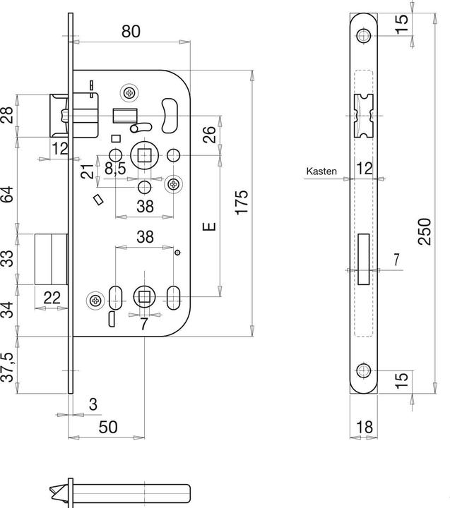 Productafbeelding Grundmann WG insteekslot 340 RK, rechts, DM 50, staal verzinkt zilverkleurig