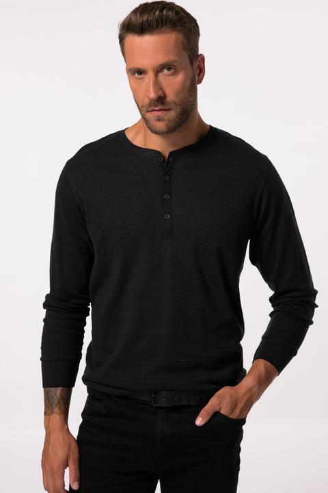 Image du produit JP1880 Henley JP 1880, manches longues, rayures, patte de boutonnage - jusqu'au 8 XL (8XL)