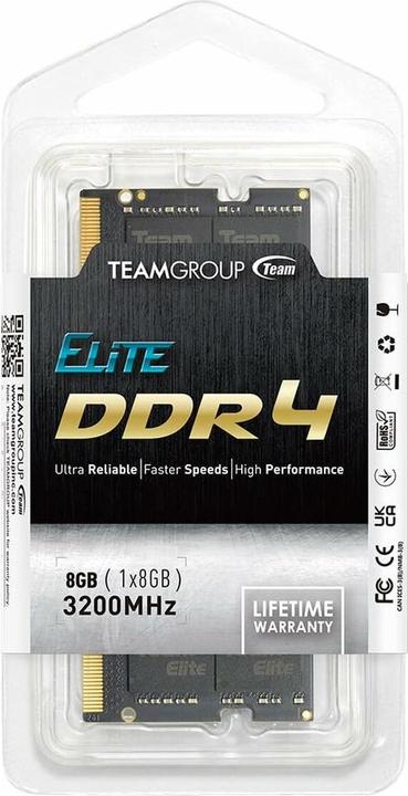 Productafbeelding Team Group Notebook geheugen Elite 8GB DDR4 3200MHz SODIMM CL22 1.2V (1 x 8GB, 3200 MHz, DDR4 RAM, SO-DIMM)