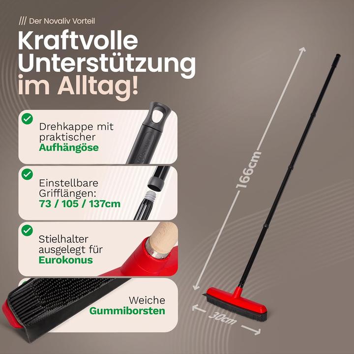 Produktbild Novaliv Gummibesen mit Stiel zum Stecken Auto & Abzieher Friseurbesen Gummi Noppenbesen Hundehaarent (1 Stk.)