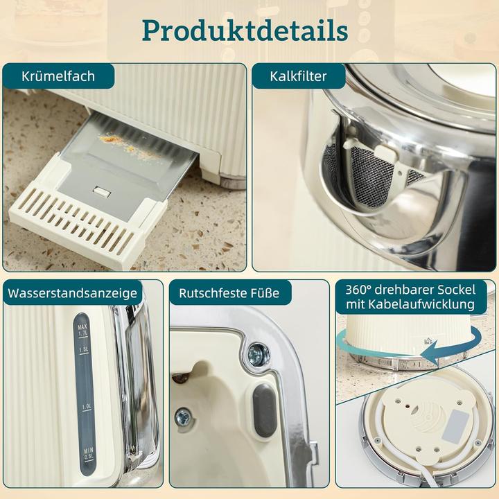 Produktbild Homcom Frühstücksset mit Wasserkocher und Toaster (1.70 l)