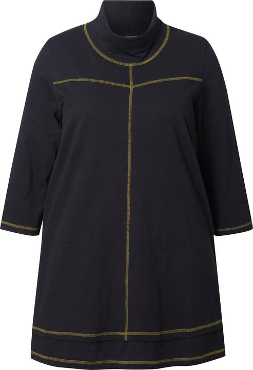 Image du produit Ulla Popken Blouse en coton bio, col légèrement montant et manches 3/4, effet de superposition (54)