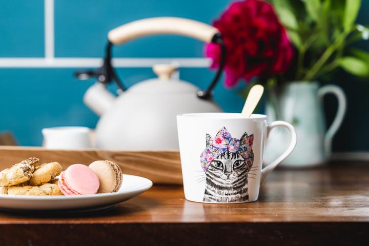 Actual product image Mikasa Tipperleyhill Cat Print Porcelain Mug, 380ml (380 ml, 1x)