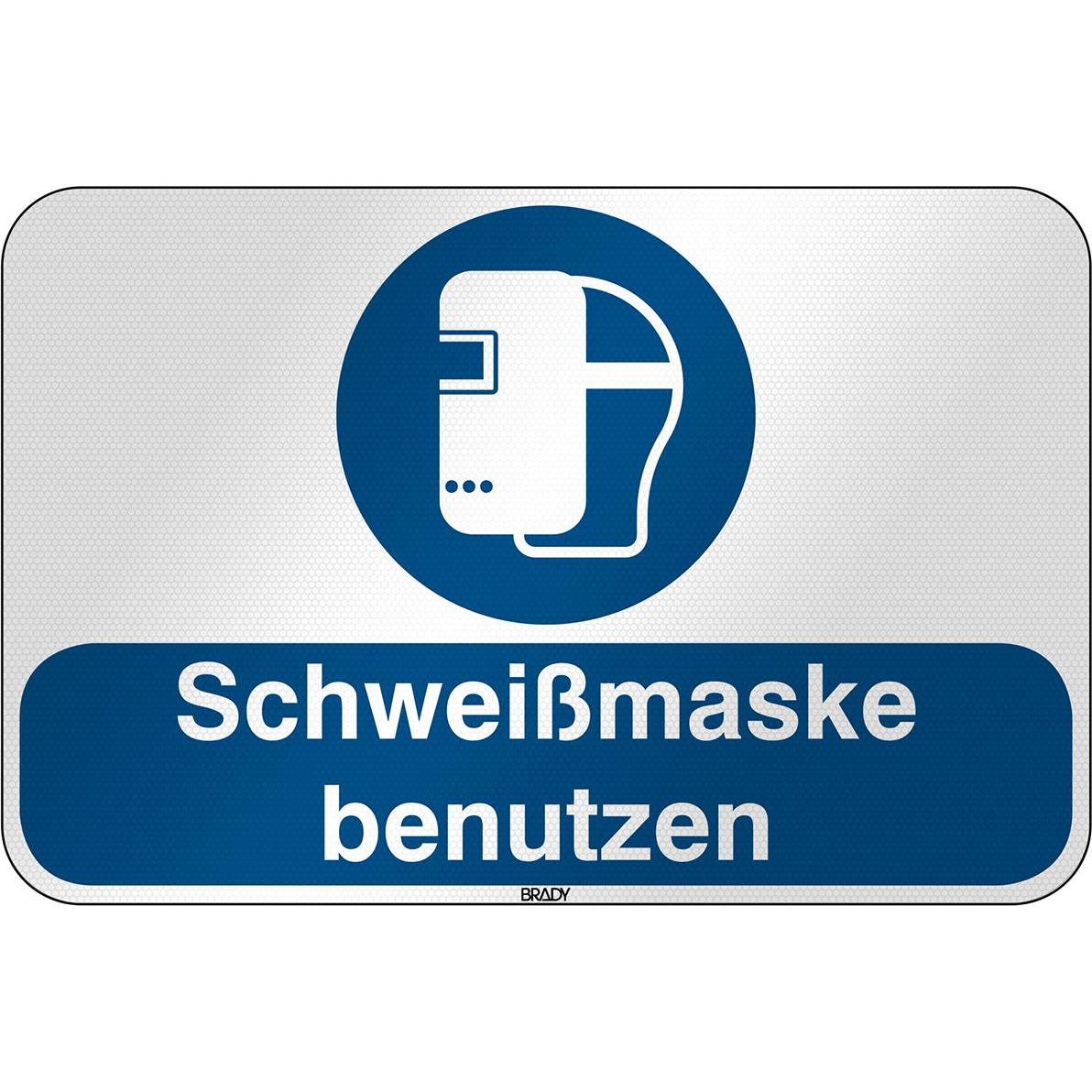 Brady, Segnaletica di sicurezza, M/M019/DE201/RFL-590X390-1, Scudo di sicurezza ISO - Maschera per saldatura, Poliestere laminato