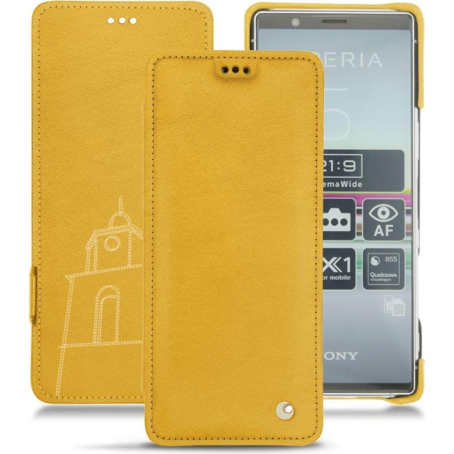 Noreve Lederschutzhülle horizontal (Sony Xperia 5), Smartphone Hülle, Orange