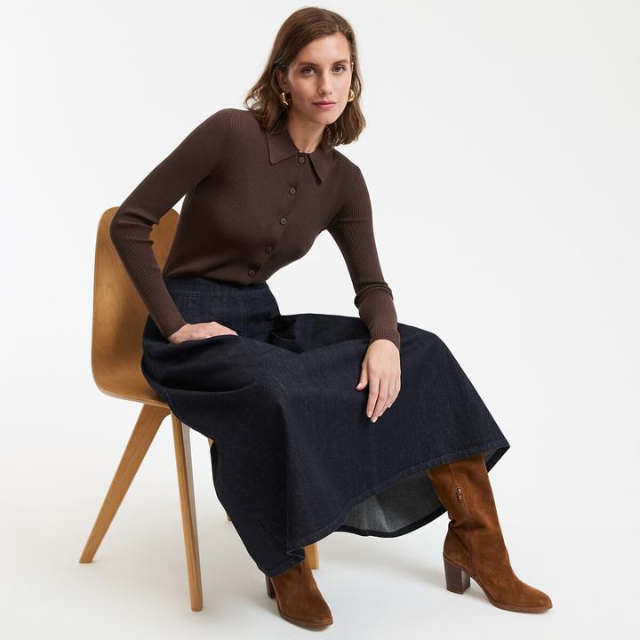 Produktbild La Redoute Collections Feinstrickcardigan mit Kragen und Knopfverschluss (XS)