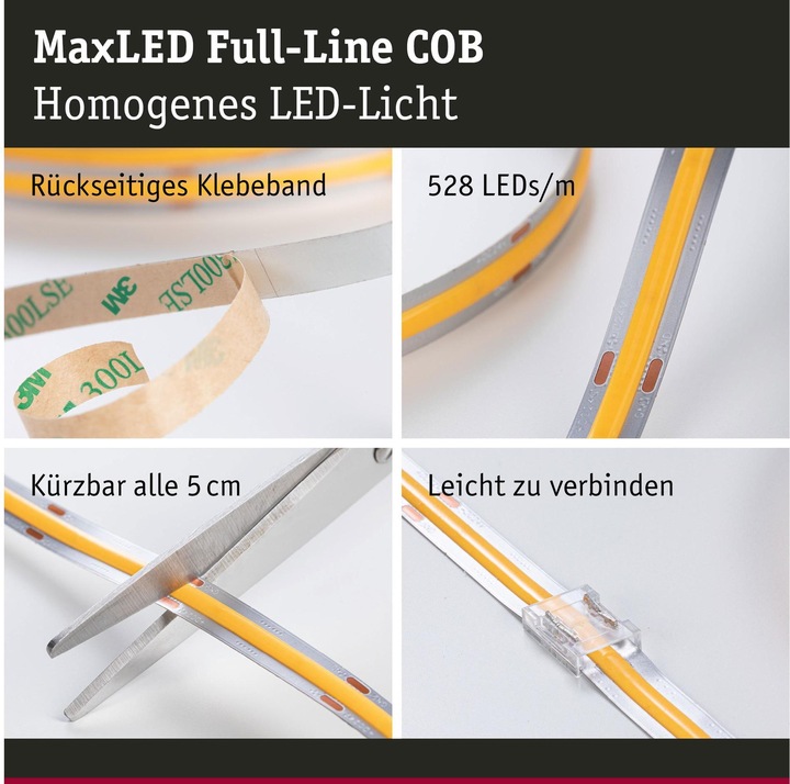 Immagine prodotto Paulmann MaxLED 1000 a riga intera COB a strisce (Bianco caldo, 250 cm, Interno)