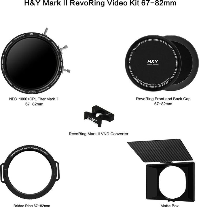 Produktbild H&Y REVORING Mark II Video Kit 67-82mm (RNC82-II + RBR-82 + RMBOX + LC -82 + RC01) (67 mm, Black Mist Filter)