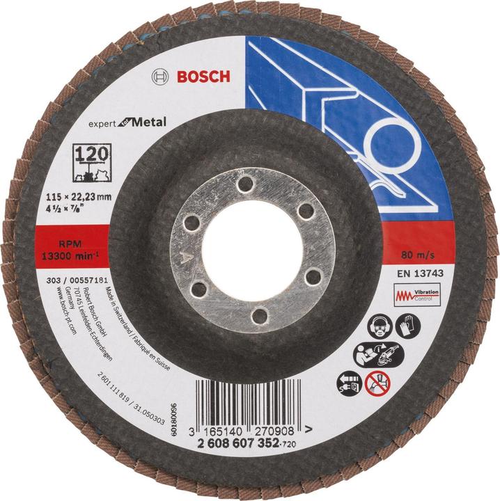 Bosch Professional Zubehör Flap disc X551 Expert for Metal, straight, 115 mm, 120