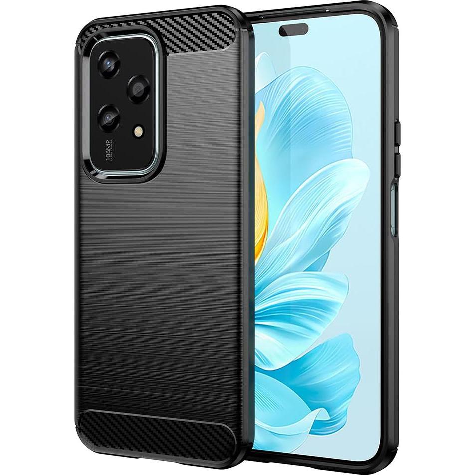 Techsuit - Carbon Silicone - Honor 200 Lite - Black (Honor 200 Lite), Cover smartphone, Nero